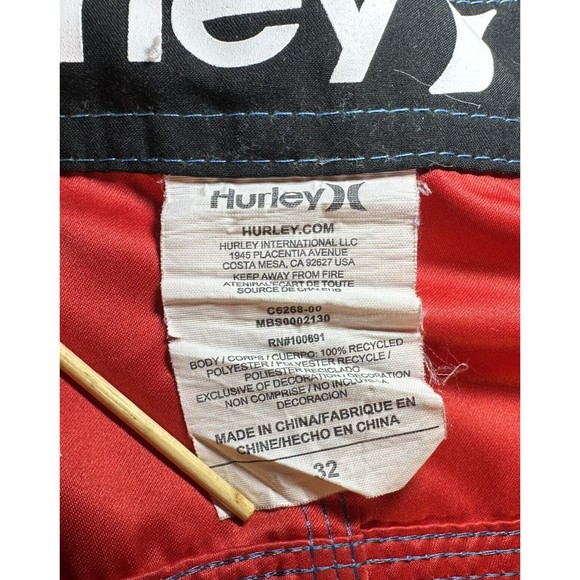 Hurley Men's Red Swimming Trunks Board Shorts Size 32 - Picture 4 of 11